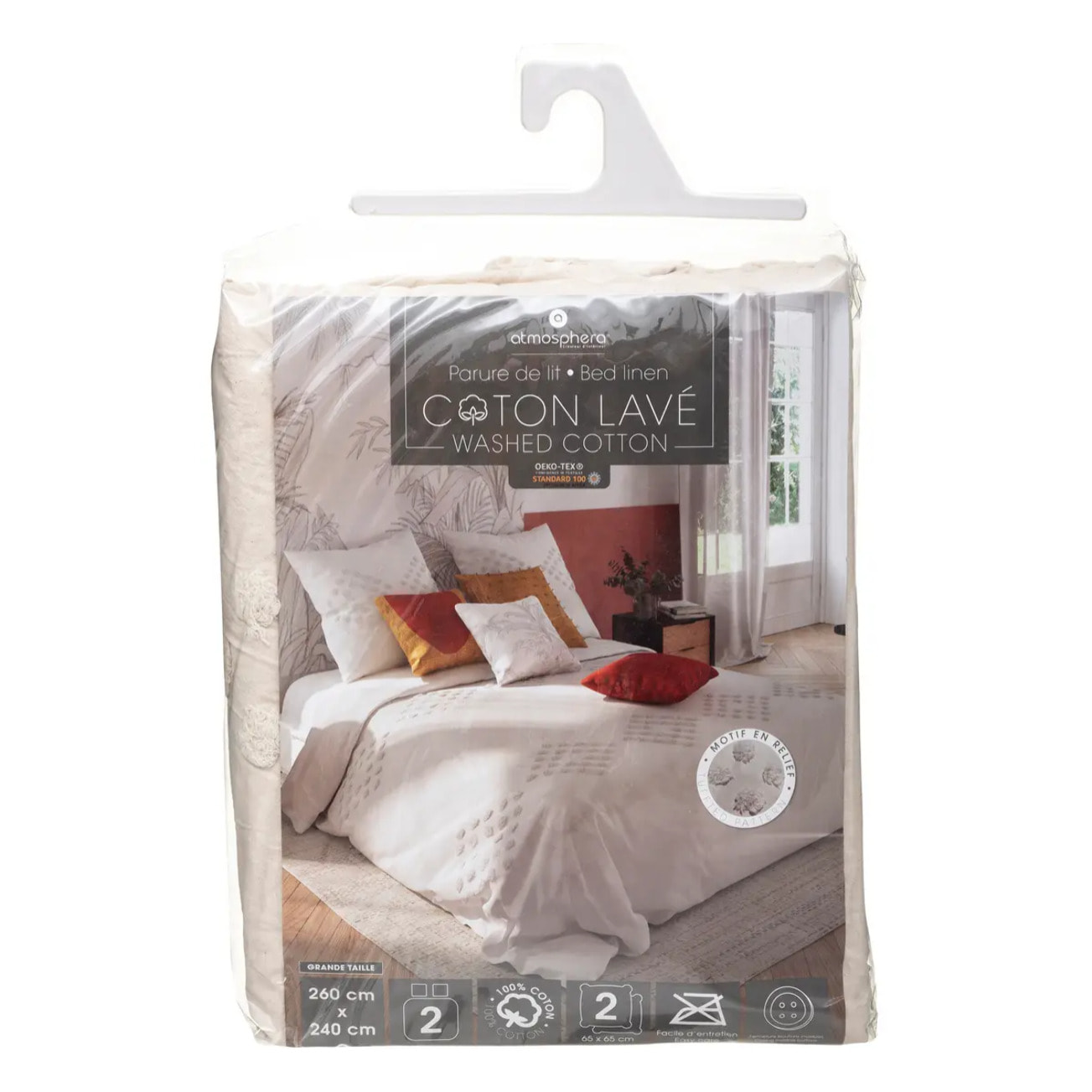 Parure de lit en coton lavé tufté - ivoire 260x240 cm