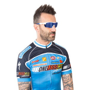 Gafas de ciclismo OCEAN TOUR - Blanco y azul / Polarizada revo azul