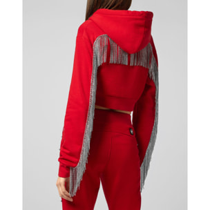 PHILIPP PLEIN Hoodie Sweatjacket Crystal Fringe