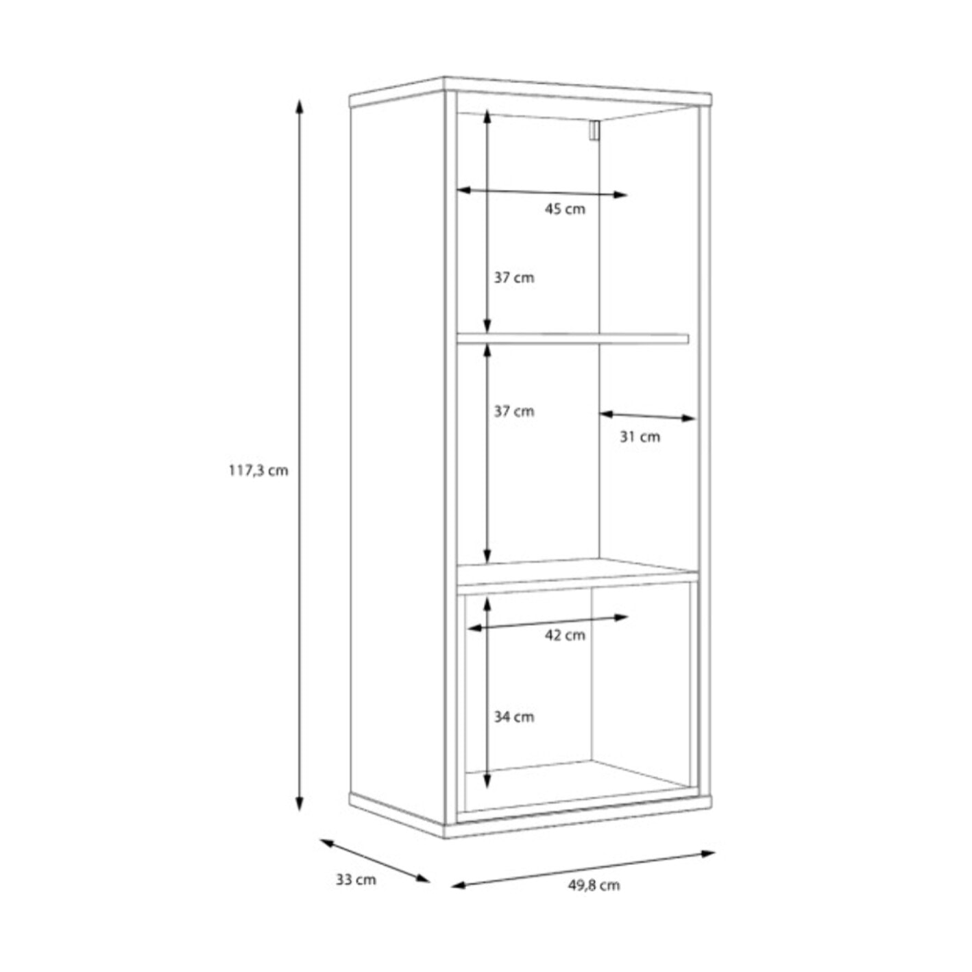 Armoire murale noire effet bois de chêne 1 porte réversible - DORY