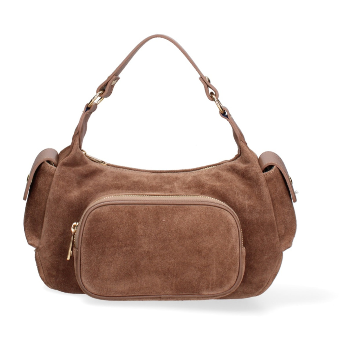 Borsa a spalla da donna Made in Italy - Modello Ardena - Pelle scamosciata - 30.0 x 17.0 x 12.0 cm