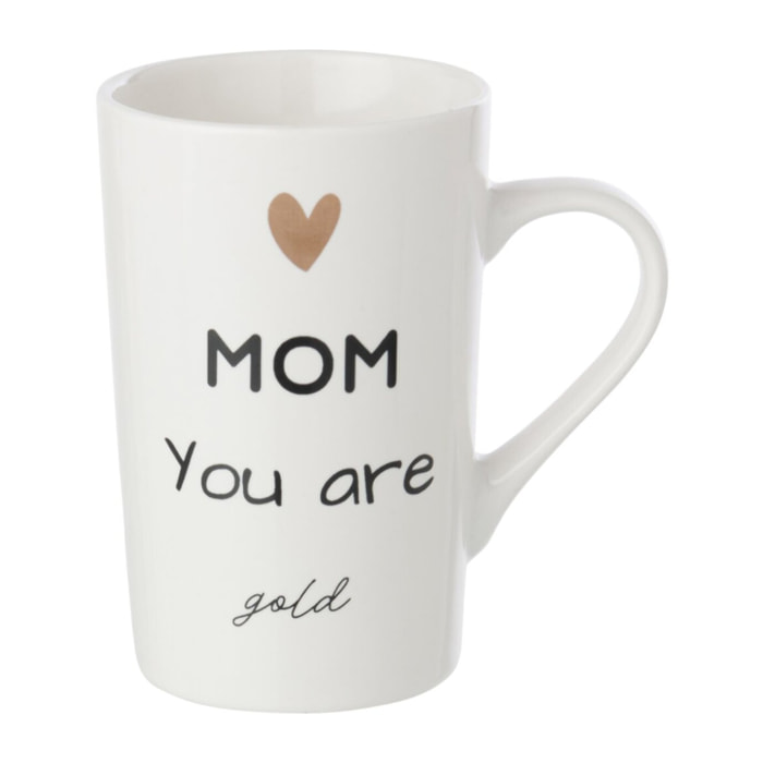 J-Line mug Mom - porcelaine - blanc/noir
