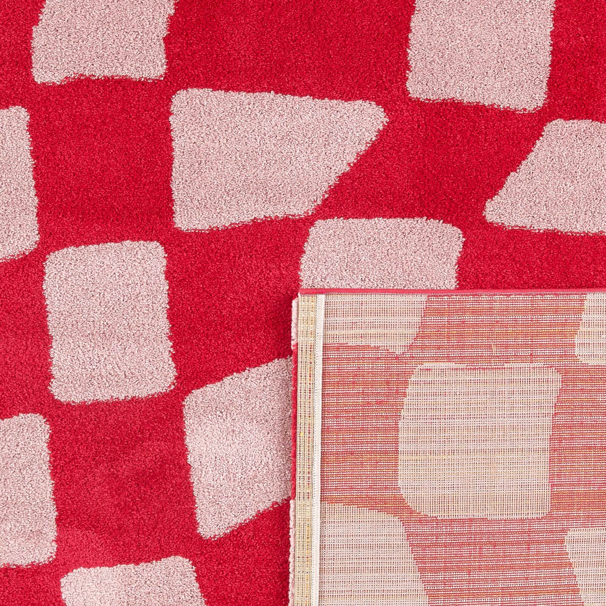 GROOVY - Tapis rétro coloré style seventies - Confortable et moelleux - Rouge