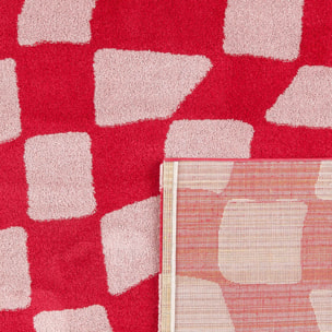 GROOVY - Tapis rétro coloré style seventies - Confortable et moelleux - Rouge