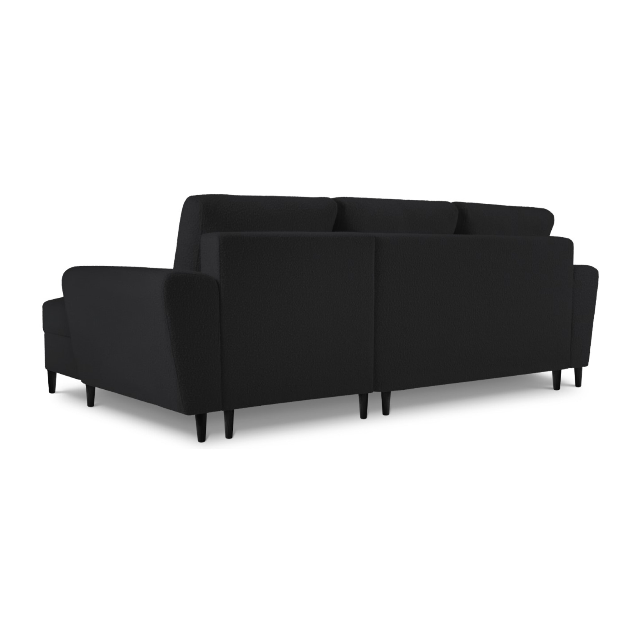 Canapé d'angle droit convertible avec coffre de rangement "Kyoto" 4 places en bouclé noir