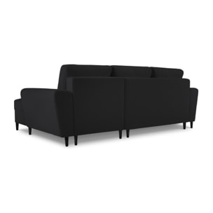 Canapé d'angle droit convertible avec coffre de rangement "Kyoto" 4 places en bouclé noir