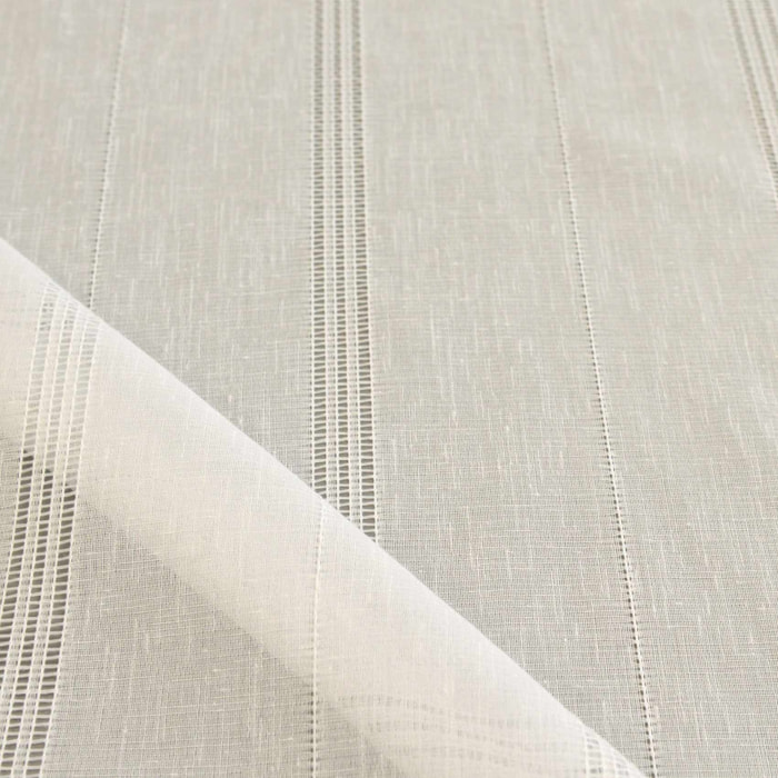 Tissu voile à rayures point du jour - Blanc