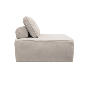 Chauffeuse pour canapé modulable tissu bouclette beige 1 place Bao. L 90 x P 90 x H 74cm