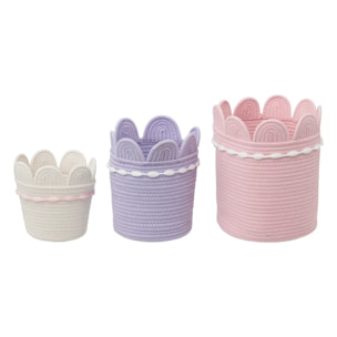 Lot de 3 paniers enfant "Sirène" D18 22 26cm violet