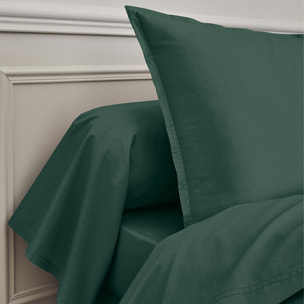 Parure de lit Housse de couette + Taies rectangles en percale de coton, PREMIÈRE, Vert sauge