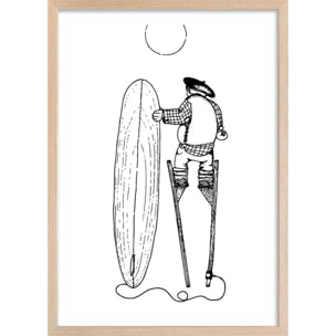 Poster papy landes Affiche + cadre en bois - Chêne