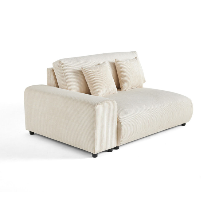 Garance - module d'assise 2 places avec accoudoir gauche - en velours côtelé - Beige