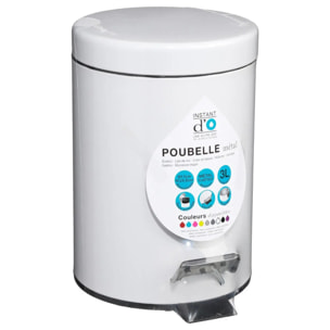 Poubelle ronde métal 3L Blanc Colorama