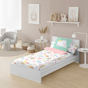 Cool Kids - Saco Nórdico Estampado - Infantil - Con cremallera - Incluye 1 Funda de Almohada - 100% Algodón - Confetti