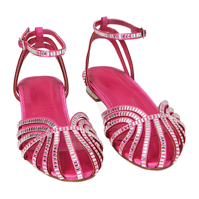 Ballerine fucsia in raso con strass