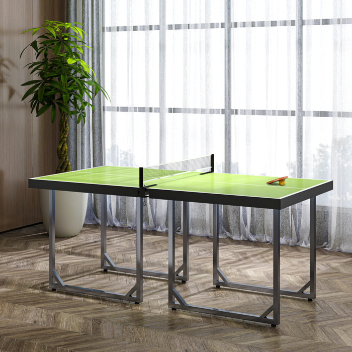 Mesa de Ping-Pong Plegable, 182x91cm, Fácil de Transportar, Resistente a la Intemperie, Estable, Mesa de Tenis con Red y Marco de Acero, para Interior y Exterior, Verde