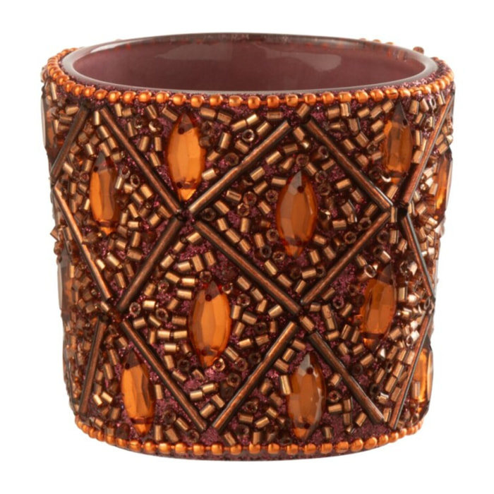 J-Line photophore - verre/perles  - marron foncé/rouille - small