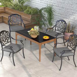 Conjunto de Cojines para Sillas de Comedor 47x47x7 cm Juego de 4 Piezas Cojines para Sillas de Jardín Impermeable y Protección UV 50+ para Interior y Exterior Gris