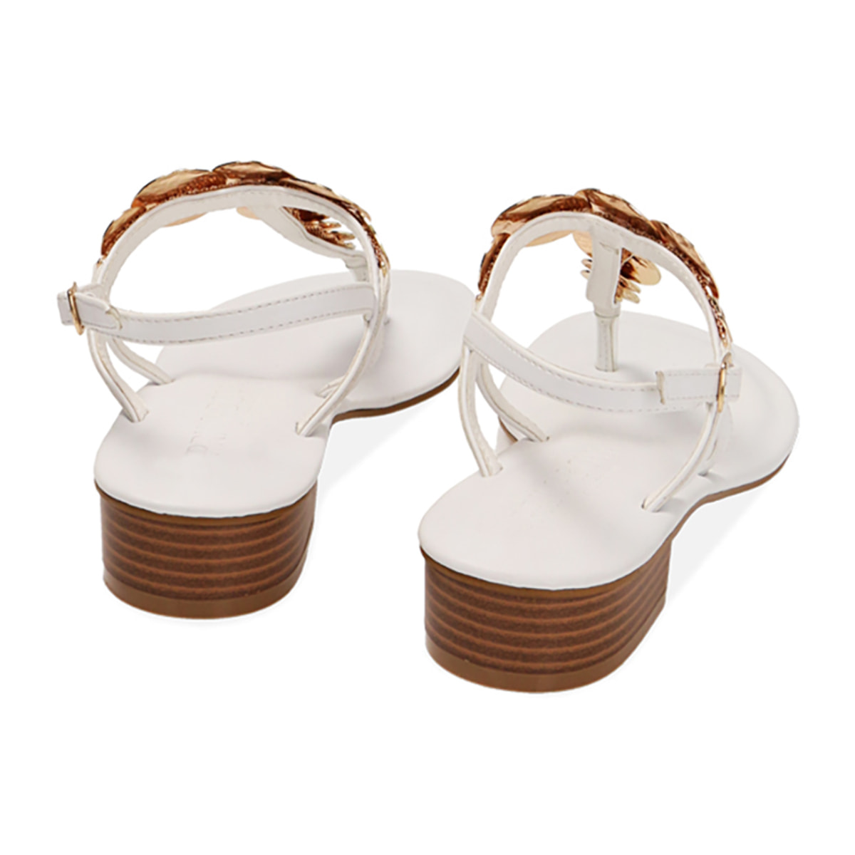 Sandalias planas blancas, tacón de 3,5 cm