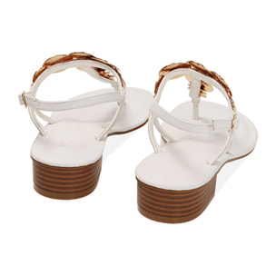 Sandalias planas blancas, tacón de 3,5 cm