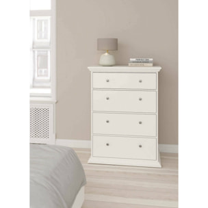 Cassettiera Lehar, Settimino multiuso, Comò camera da letto, Mobile con cassetti, 86x52 h116 cm, Bianco