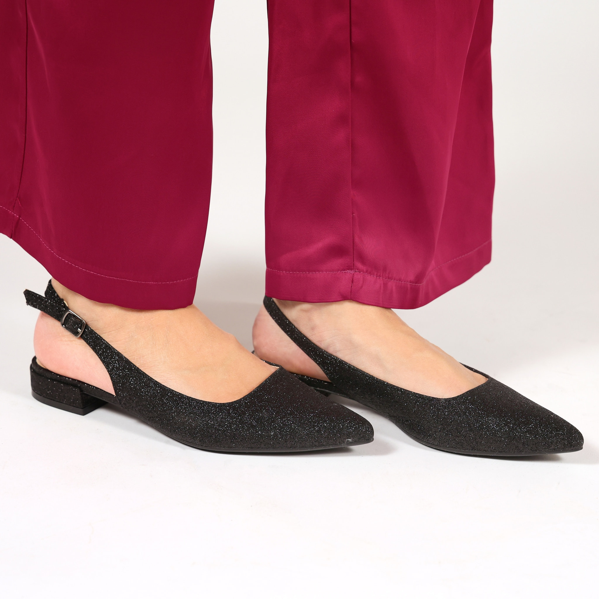 Ballerine slingback in simil pelle brillantinate