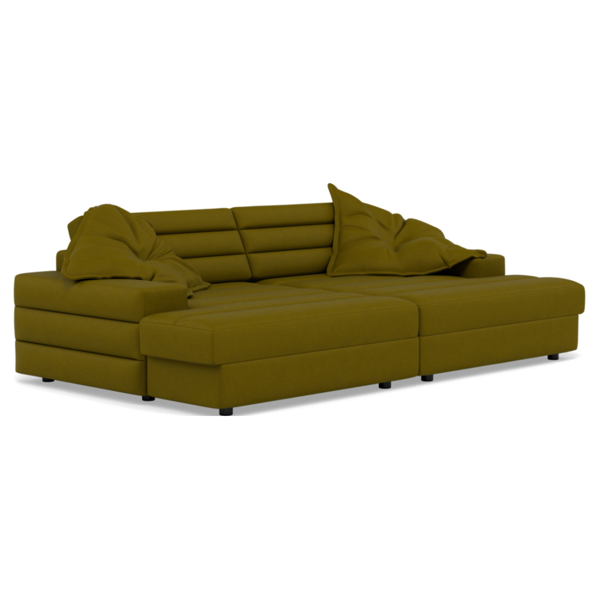 Giulia - canapé droit 4 places double méridienne - assise profonde - en tissu texturé - Vert