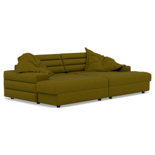 Giulia - canapé droit 4 places double méridienne - assise profonde - en tissu texturé - Vert