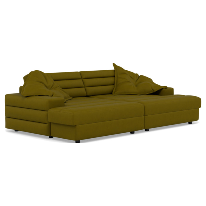 Giulia - canapé droit 4 places double méridienne - assise profonde - en tissu texturé - Vert