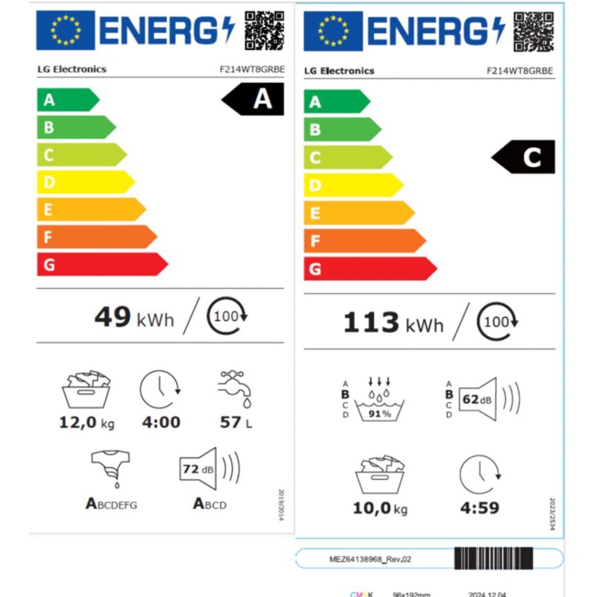Lave linge séchant hublot LG F214WT8GRBE Washtower