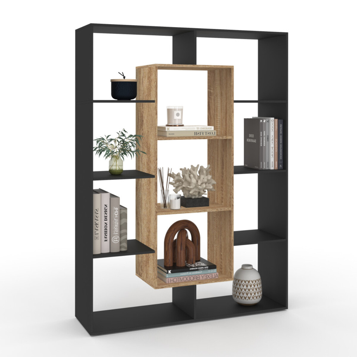 Etagère bibliothèque Paulette bois et noire