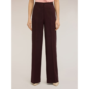 Motivi - Pantalones palazzo de mezcla de lino - Burgundy