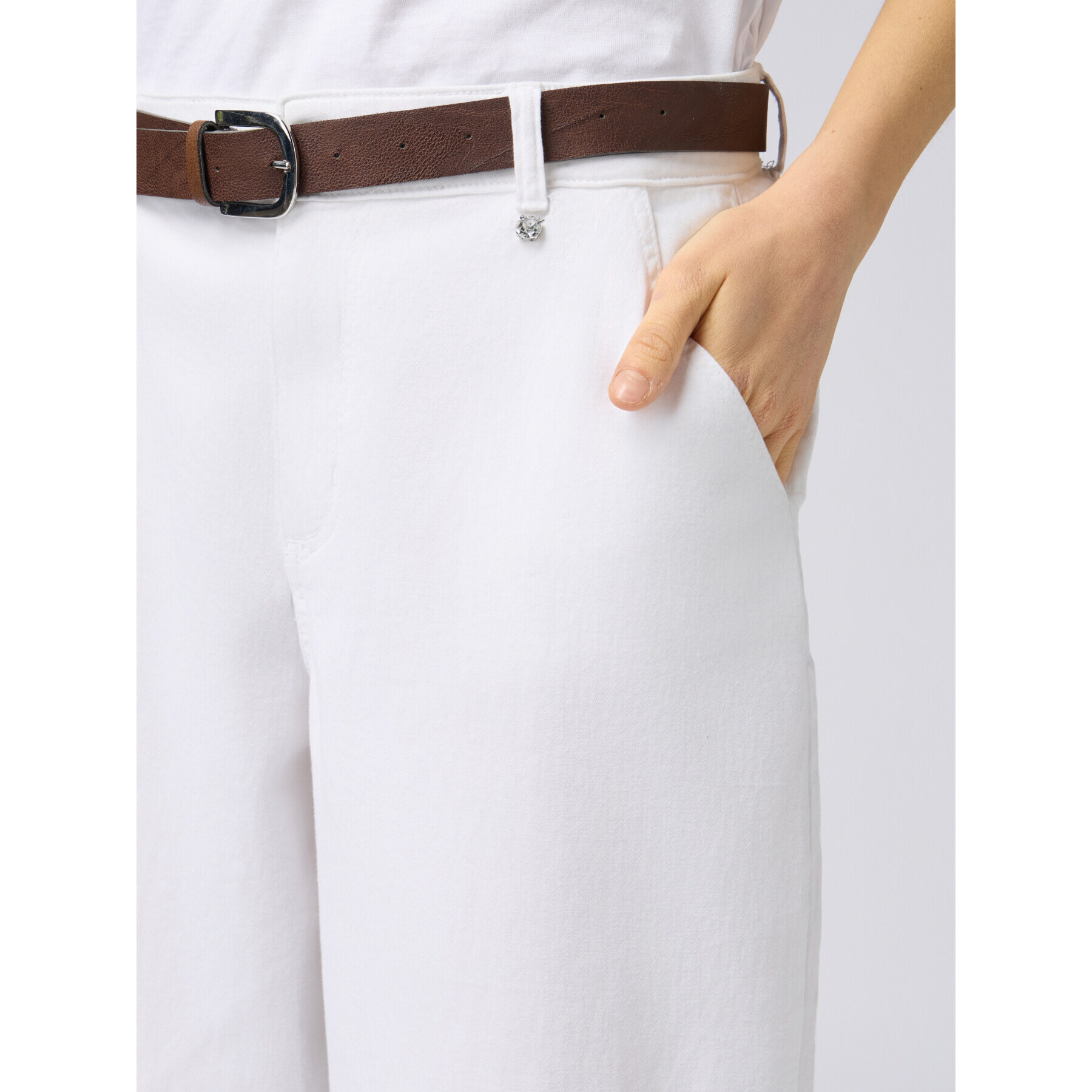 Oltre - Pantaloni baggy in cotone con cintura - Bianco
