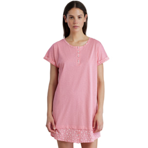 Camicia da notte donna in cotone con collo quattro bottoni articolo dot Noidinotte