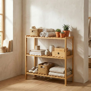 Scaffale in bambù naturale 3 ripiani 60X26X66 cm