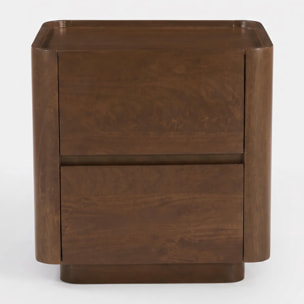 Table de chevet en bois de manguier finition noyer - Aldo