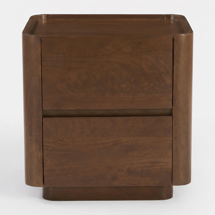 Table de chevet en bois de manguier finition noyer - Aldo