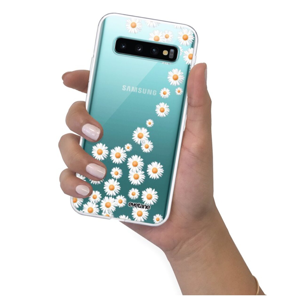 Coque Samsung Galaxy S10 360 intégrale transparente Marguerite Tendance Evetane.