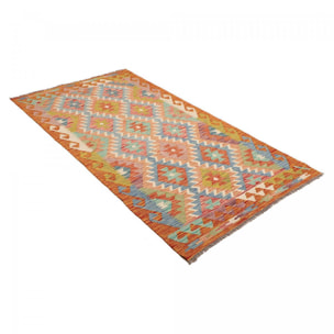Tapis kilim, motif géométrique authentique, tissé plat, TABIL