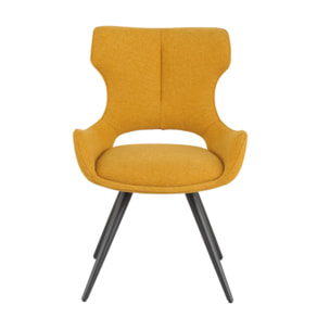 Chaise rotative 180° en tissu doux et pieds en métal noir - SUZIE