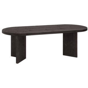 Table à manger en bois massif ton noir en différentes tailles