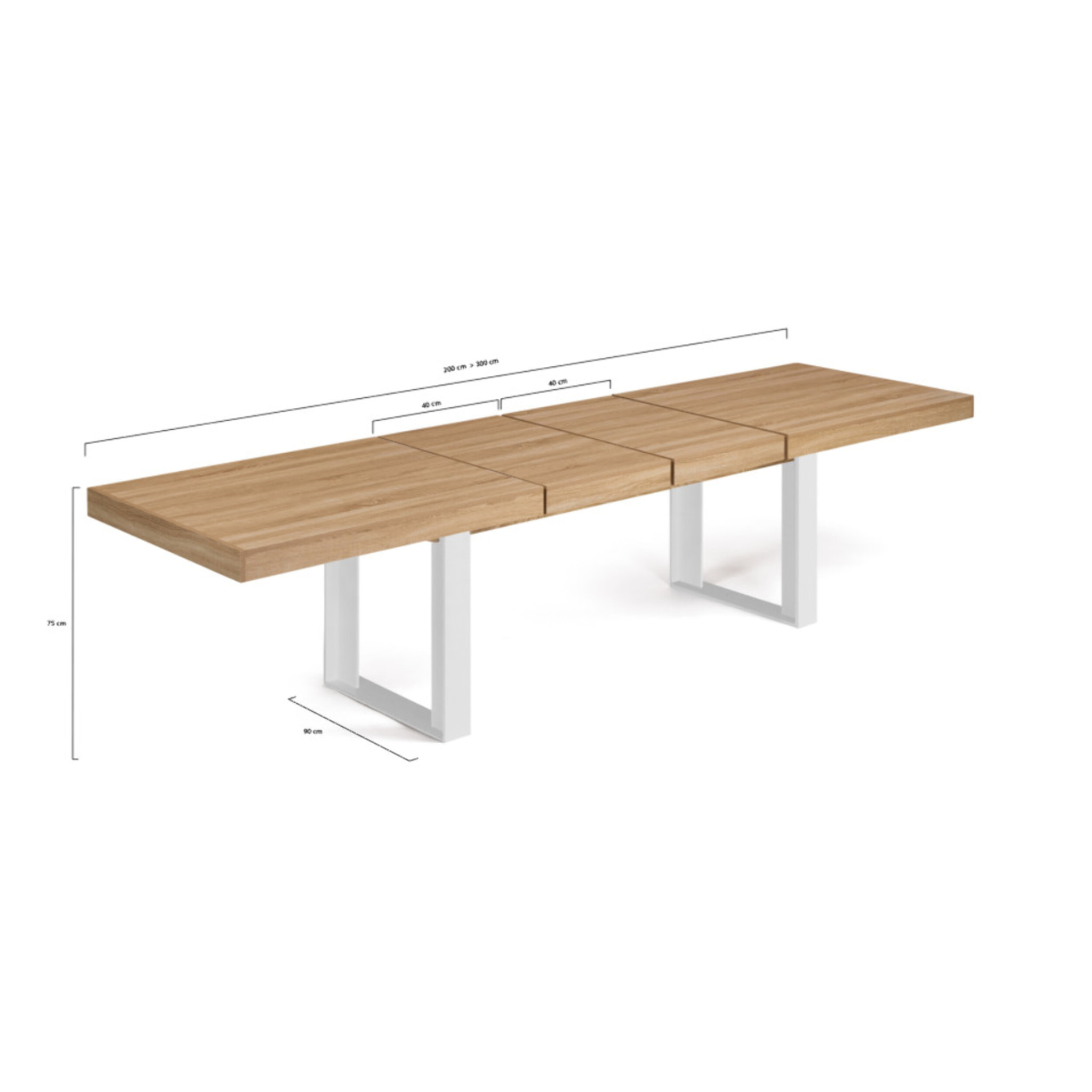 Table repas extensible Brixton - Bois - Blanc