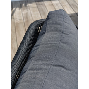 BIARRITZ - Salon bas de jardin 5 places en aluminium et corde tissée