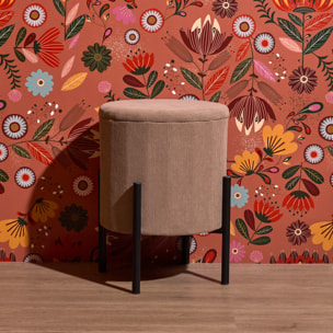 Lot de 4 Poufs - HOME DECO FACTORY - Jules - Rangement - Côtelé - Taupe