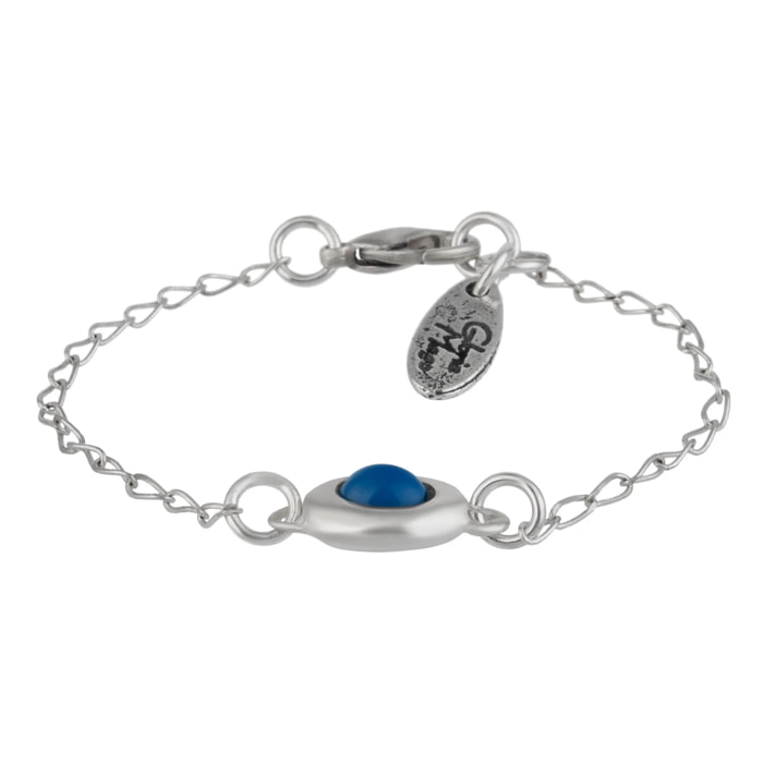 Pulsera cadena plata chapado y resina azul turquesa