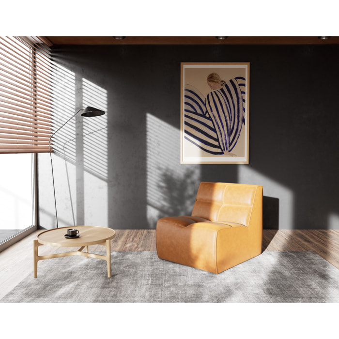 Alya - module d'assise sans accoudoir en simili - Cognac