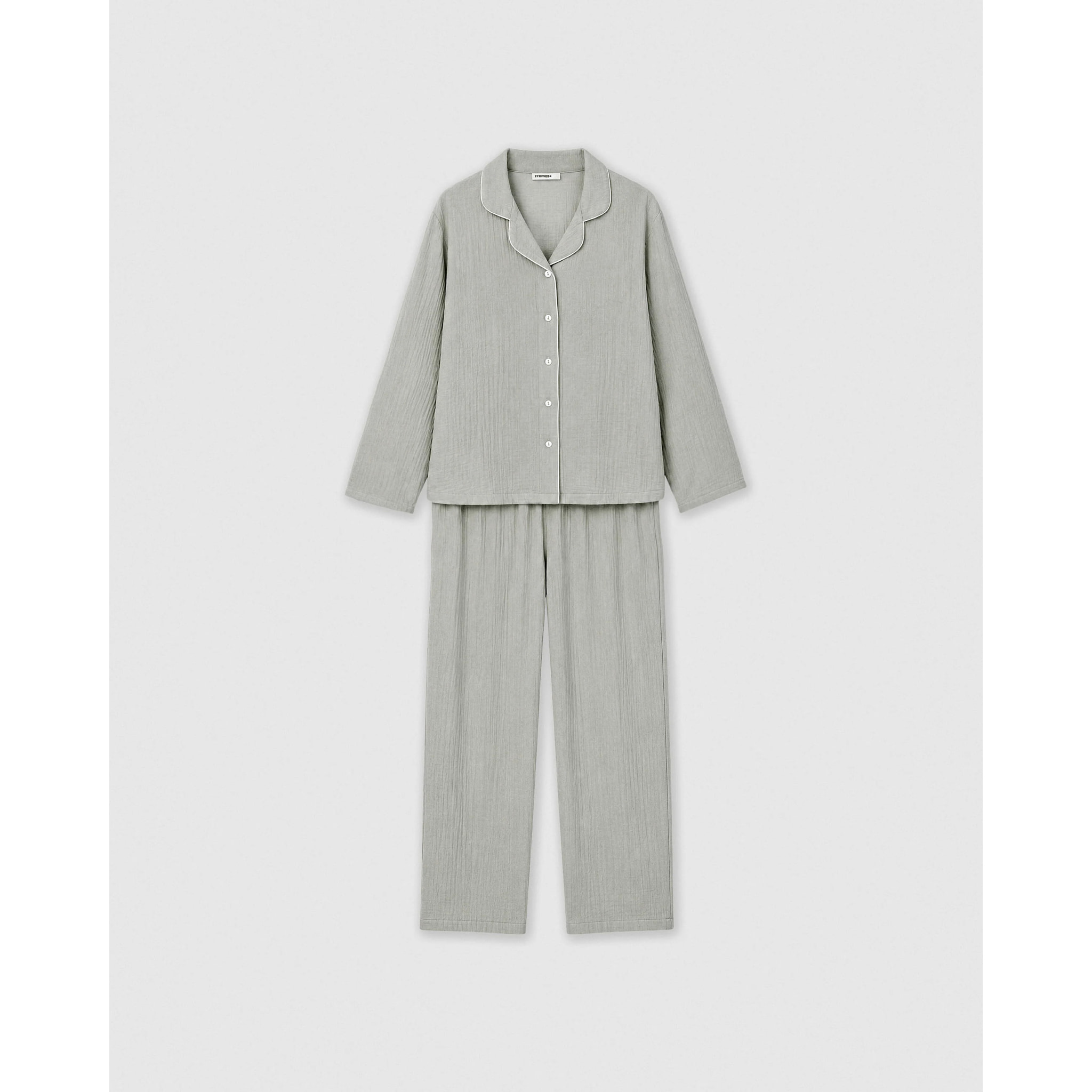Pigiama lungo camicia in mussola verde