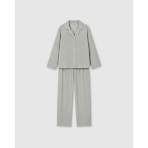 Pigiama lungo camicia in mussola verde