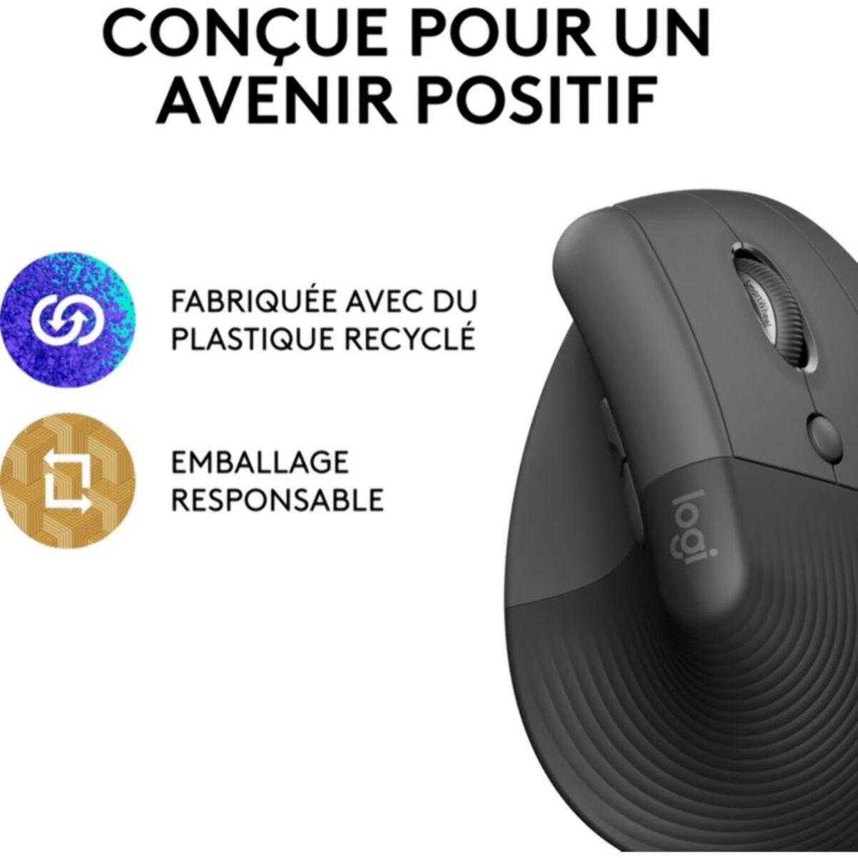 Souris sans fil LOGITECH Lift Ergonomique Silencieuse Graphite