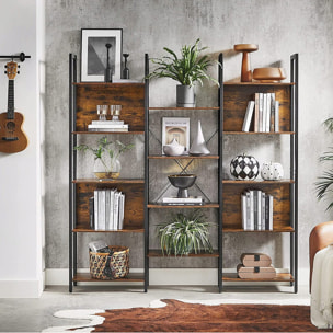 Libreria a Doppia Struttura Loft in Stile Industriale e Legno Rustico